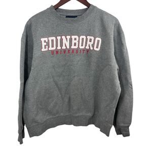 Edinboro University Pullover Crewneck Sweatshirt XL Gray Red College Jansport